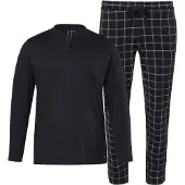JP 1880 Pyjama lang blauw / navy / groen / wit