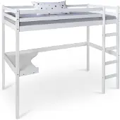 Homestyle4u hoogslaper - 90x200 cm - wit - met bureau