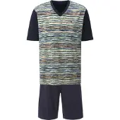 Babista Pyjama kort 'Thendor' nachtblauw / donkerblauw / donkergeel / grijs / limoen / lichtgroen