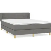 Syfax Boxspring met matras stof donkergrijs 140x200 cm