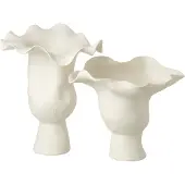 J-Line Vase narrow helix irregular ceramic white