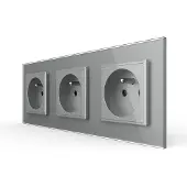 Livolo Wandcontactdoos | Grijs | 3-voudig Franse Stopcontact | .nl
