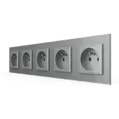 Livolo Wandcontactdoos | Grijs | 5-voudig Franse Stopcontact | .nl