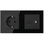 Livolo | Zwart | SR+SR | Wandcontactdoos | Telefoon | TV - Bekijk