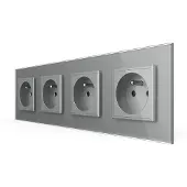 Livolo Wandcontactdoos | Grijs | 4-voudig Franse Stopcontact | .nl