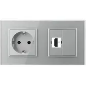Livolo | Grijs | SR+SR | Wandcontactdoos | HDMI aansluiting |