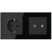 Livolo | Zwart | SR+SR | Wandcontactdoos | TV | TV
