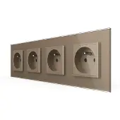 Livolo Wandcontactdoos | Goud | 4-voudig Franse Stopcontact | .nl