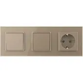 Livolo | Goud | 1+1+SR | Puls | Wipschakelaar met wandcontactdoos -