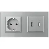 Livolo | Grijs | SR+SR | Wandcontactdoos | USB + USB oplader - Bekijk