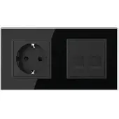 Livolo | Zwart | SR+SR | Wandcontactdoos | Netwerk | Telefoon - Bekijk