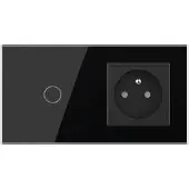 Livolo Wandcontactdoos | France | Schakelaar | Aan/Uit | | Zwart
