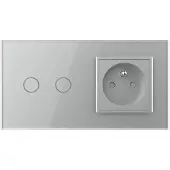 Livolo | Grijs | 2+SR | Aan/Uit | Schakelaar met wandcontactdoos |