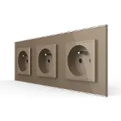 Livolo Wandcontactdoos | Goud | 3-voudig Franse Stopcontact | .nl
