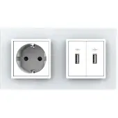 Livolo | Wit | SR+SR | Wandcontactdoos | USB + USB oplader - Bekijk