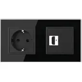 Livolo | Zwart | SR+SR | Wandcontactdoos | HDMI aansluiting |
