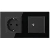 Livolo | Zwart | SR+SR | Wandcontactdoos | TV aansluiting | Blindplaat