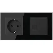Livolo | Zwart | SR+SR | Wandcontactdoos | Telefoon | Blindplaat -