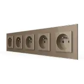 Livolo Wandcontactdoos | Goud | 5-voudig Franse Stopcontact | .nl