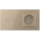 Livolo | Goud | 2+SR | Aan/Uit | Schakelaar met wandcontactdoos |