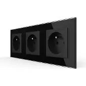 Livolo Wandcontactdoos | Zwart | 3-voudig Franse Stopcontact | .nl