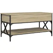 vidaXL Salontafel 100x50x50 cm bewerkt hout en metaal sonoma eiken