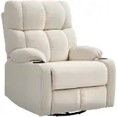 HOMCOM - Relaxfauteuil - Polyester - met Bekerhouder - Beige