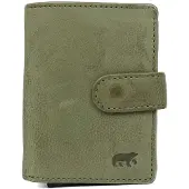 Bear design Bobby Pasjeshouder met RFID Bescherming – Pasjeshouder voor 10 Pasjes – Met Briefgeldvak & Muntgeldvak - Mosgroen