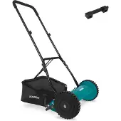 Vonroc Kooimaaier – handgrasmaaier - 400mm - 4 instelbare maaihoogtes (15-25-31-35mm) incl. muurbeugel en opvangzak