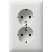 Gira System 55 wandcontactdoos dubbel RA inbouw Glanzend wit