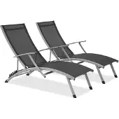 Garden Point Set van twee antracietkleurige ligbedden Salto