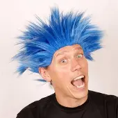 Partyline Pruik Electric Shock Blauw - Blauwe stekel pruik