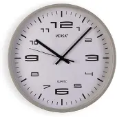 Versa Wandklok , grijs, kunststof, 30 x 30 x 4 cm