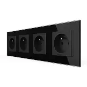 Livolo Wandcontactdoos | Zwart | 4-voudig Franse Stopcontact | .nl
