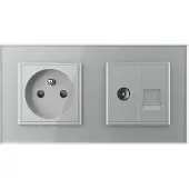 Livolo | Grijs | SR+SR | Wandcontactdoos | TV | Netwerk | France -