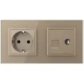 Livolo | Goud | SR+SR | Wandcontactdoos | Telefoon | TV - Bekijk hier!