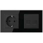 Livolo | Zwart | SR+SR | Wandcontactdoos | Telefoon | Telefoon -