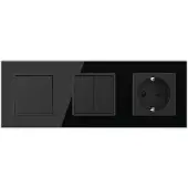 Livolo | Zwart | 1+2+SR | Puls | Wipschakelaar met wandcontactdoos -