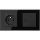 Livolo | Zwart | SR+SR | Wandcontactdoos | Telefoon | Blindplaat |