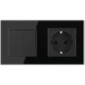 Livolo Wipschakelaar | Dubbel | Wandcontactdoos | Zwart | Aan/Uit |