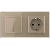 Livolo | Goud | 2+SR | Puls | Wipschakelaar met wandcontactdoos -