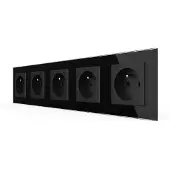 Livolo Wandcontactdoos | Zwart | 5-voudig Franse Stopcontact | .nl