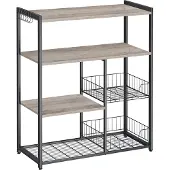 Vasagle Keukenplank met haken en planken, Grijs + Zwart