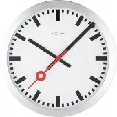 Nextime Station – Wandklok – 35 cm – Geborsteld Aluminium – Wit