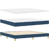 vidaXL Boxspring bed met hoofdeinde Blauw 200 x 200 cm Stof