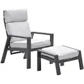 Garden Impressions Tuinstoel Max - Aluminium - Inclusief voetenbank - Valley Sand -