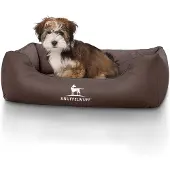 Knuffelwuff hondenbed Milan, uit laser-gestikt kunstleer, M-L 85 x 63cm bruin