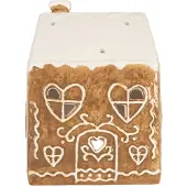 Clayre & Eef Waxinelichthouder Huis 12x7x16 cm Bruin Keramiek