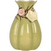 Clayre & Eef Vaas Ø 14x21 cm Groen Keramiek Bloemen