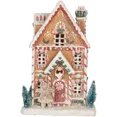 Clayre & Eef Gingerbread house met LED 17x12x25 cm Bruin Kunststof